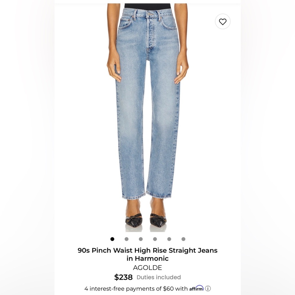 Agolde High Rise Straight Jeans - Light Blue